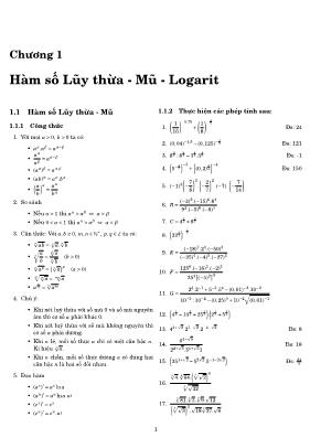 Bài tập Hàm số Lũy thừa - Mũ - Logarit